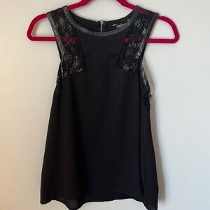 Express Black Tank with Lace & Leather Details / Size M